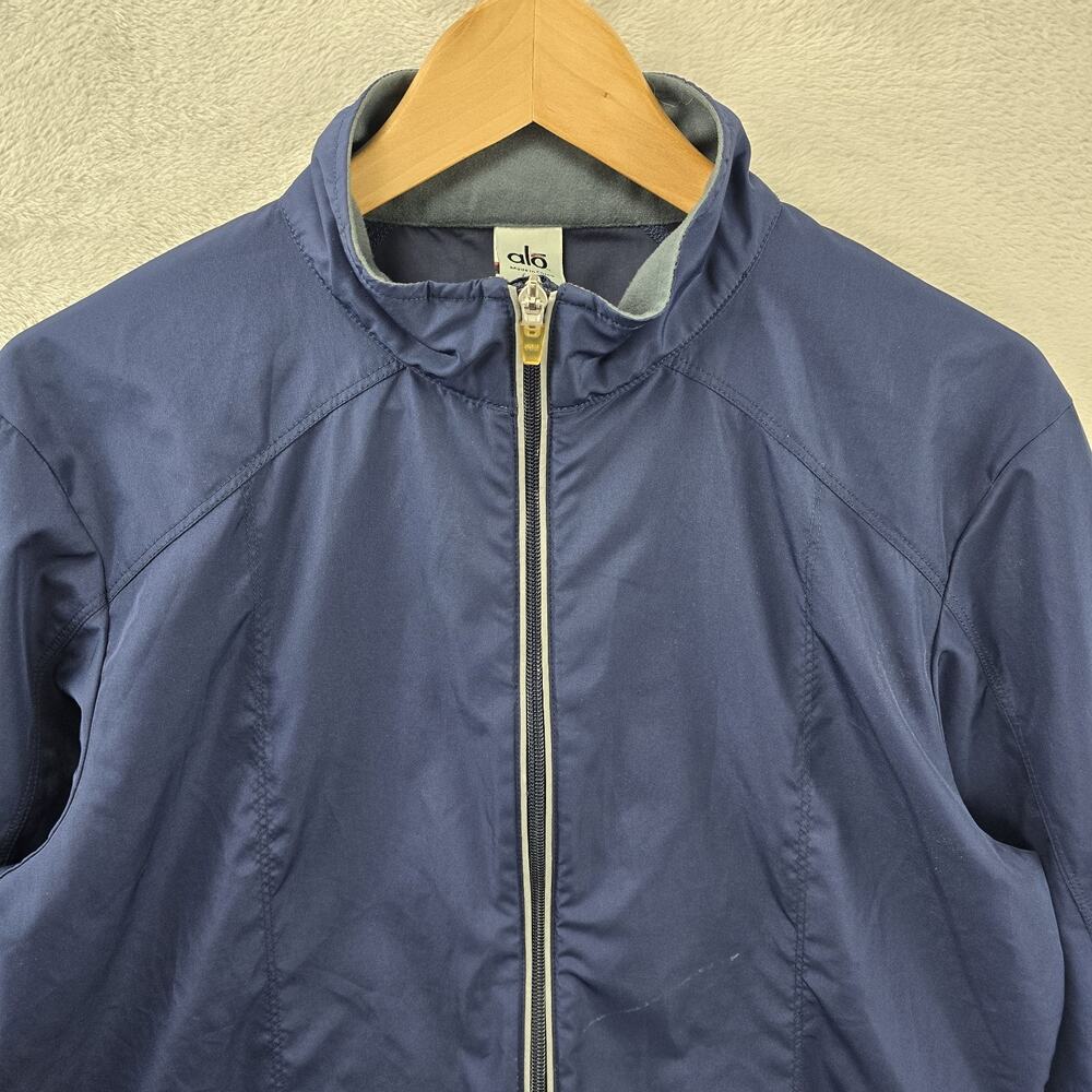Alo Yoga Windbreaker Jacket Women's Large Blue Lightweight Full Zip Reflective - Picture 2 of 12